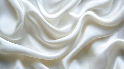 Fototapeta premium Abstract flowing satin fabric texture in soft light on pure white background a close-up of elegance