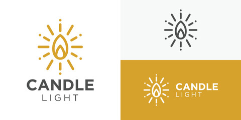 Fototapeta premium Simple candle light logo design vector illustration.