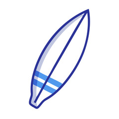 Surfboard illustration with blue outline and black background