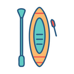 Kayak and Paddles Icon in Simple Flat Style
