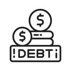 Debt icon vector image. Suitable for mobile apps, web apps and print media.