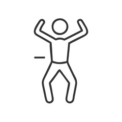 Line art illustration: Person lying flat with arms up
