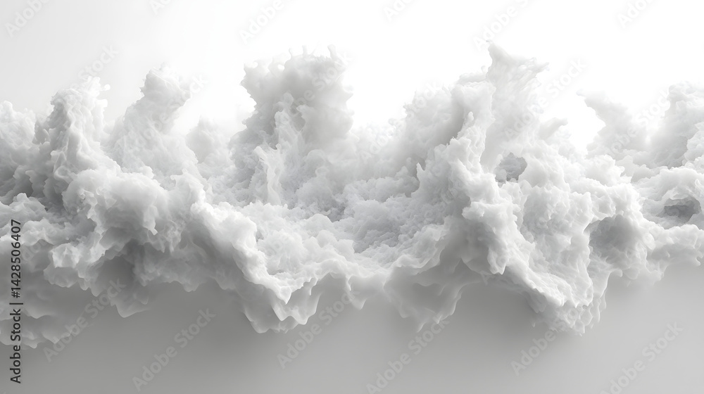 Poster dynamic cloud formation over horizontal white background abstract art minimalist design aerial view