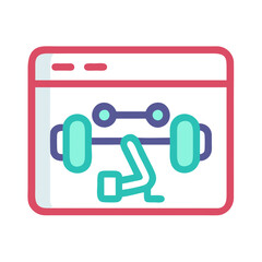 Fototapeta premium Online fitness program webpage with weights and measure tape