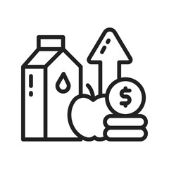 Food Price Increase icon vector image. Suitable for mobile apps, web apps and print media.
