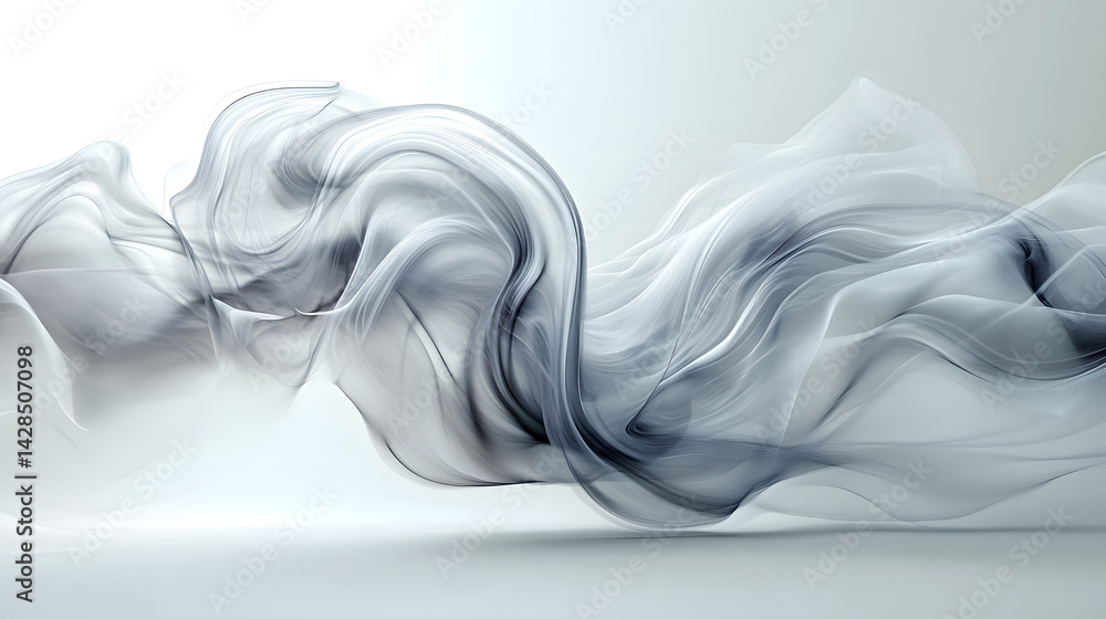 Aufkleber dynamic flow of ethereal fabric on pure white background abstract art minimalist space elegant desig