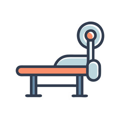 Icon of weight lifting bench on black background