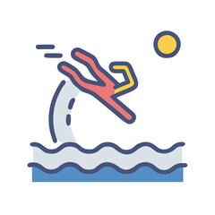 Diver Jumping into the Water with the Sun