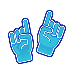 Blue Pointing Fingers Cartoon Style on Black Background