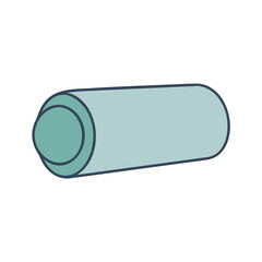 Simple cylindrical shape illustration in pale teal and navy
