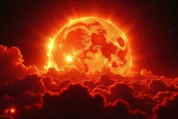 Fiery sun, solar flares erupt, coronal mass ejection visible , science, stellar, solar flare