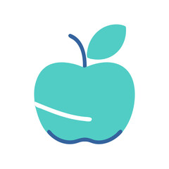 Turquoise apple vector illustration on black background icon
