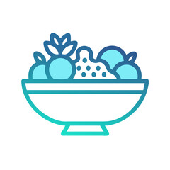 Stylish Blue Gradient Fruit Salad Bowl Icon Illustration