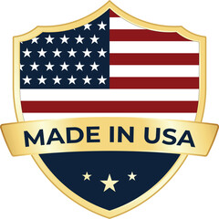 Premium Made in USA Badge with American Flag – Patriotic Product Label Design for Branding and Packaging