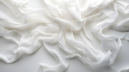 Fototapeta premium Flowing white fabric texture studio setting textile photography soft environment close-up view elegance