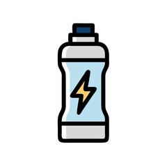Energy drink bottle with lightning bolt design icon