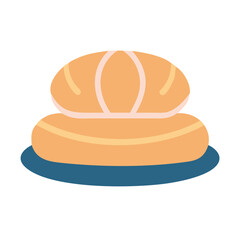Modern Flat Vector Illustration: Two-Tiered Cake on Plate