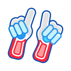 Cartoon Foam Fingers Illustration on a Black Background