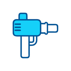 Blue stylized tool icon: Heat gun graphic
