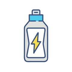 Energy drink bottle icon, isolated on black background