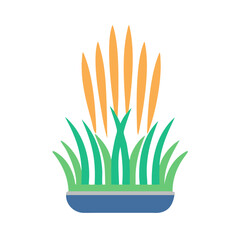 Stylized wheatgrass plant in a pot illustration vector