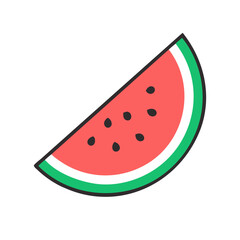 Watermelon slice vector illustration on black background