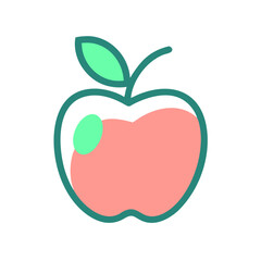Modern Apple Illustration with Teal Outline on Black