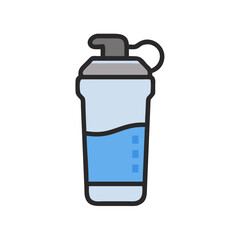 Water bottle illustration with measurements and grey cap