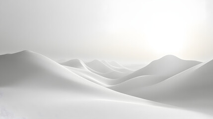 Fototapeta premium Serene white hills abstract landscape minimalist art peaceful environment soft lighting tranquility
