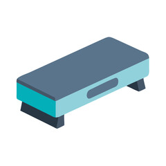 Isometric view of a blue step aerobics platform
