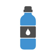 Blue Water Bottle Icon Design, Minimalist Style Image