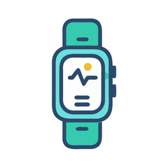 Smartwatch with health monitoring features, vector illustration