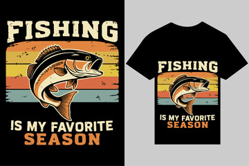 Stylish fishing T-shirt design template