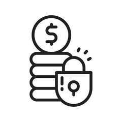 Money Locked icon vector image. Suitable for mobile apps, web apps and print media.