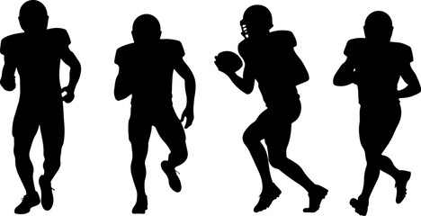 American football silhouette, Football player clipart, Football SVG, Gridiron art, NFL player silhouette, Sports clipart, Quarterback silhouette, Football action pose, Running back SVG, Linebacker sil