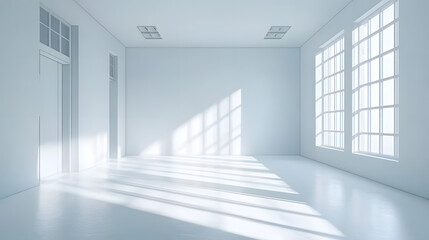 Obraz premium Bright minimalist interior design modern space photography pure white background natural light