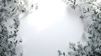 Delicate floral arrangement on a horizontal pure white background nature still life aesthetic view