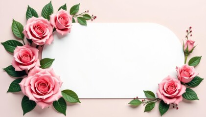 Simple oval photo funeral card template with roses and foliage , rest in peace, death announcement, RIP