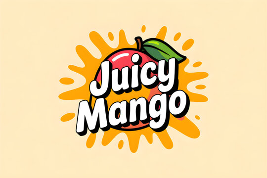 Juicy mango logo design with splashing juice background