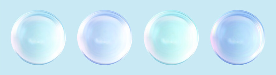 Realistic glossy glass ball.Abstract 3D light bubble with glare.Geometric abstract shape.