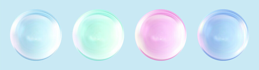 Realistic glossy glass ball.Abstract 3D light bubble with glare.Geometric abstract shape.