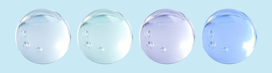 Realistic glossy glass ball.Abstract 3D light bubble with glare.Geometric abstract shape.