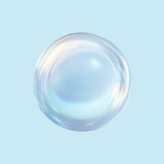 Realistic glossy glass ball.Abstract 3D light bubble with glare.Geometric abstract shape.