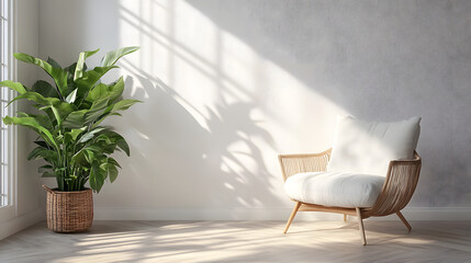 Modern indoor plant decor cozy living room photography bright minimalist environment stylish view