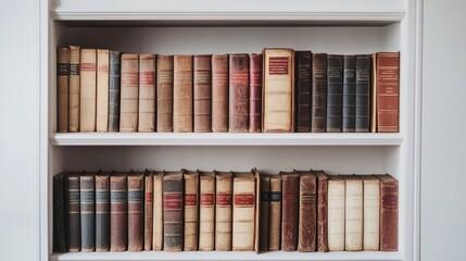 Naklejka premium Crisp and clean bookcase in a minimalist room, with identical books creating visual harmony