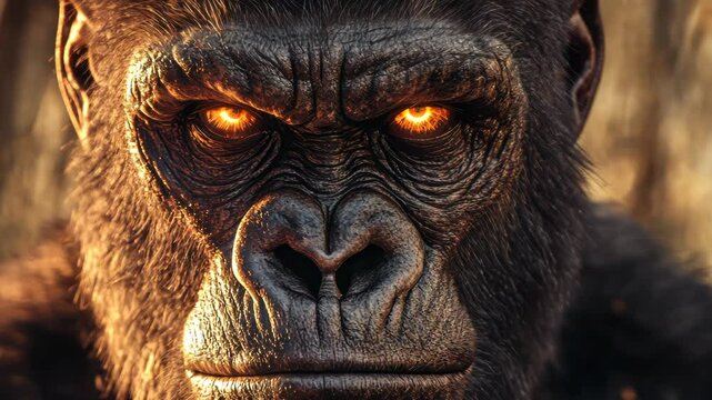 Angry ape with fiery eyes