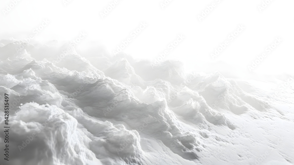 Poster waves of soft white clouds ethereal atmosphere digital art isolated scene serene view minimalist con