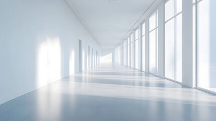 Fototapeta premium Light-filled hallway interior design contemporary space photography minimalist environment horizontal view