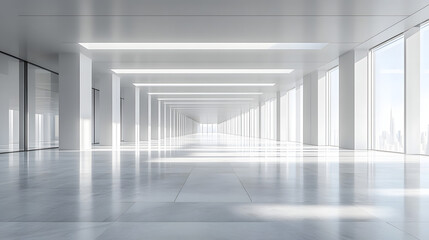Fototapeta premium Elegant open space design modern office architectural image bright environment wide angle view