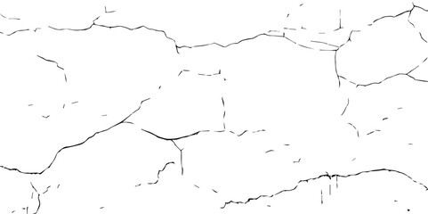 Cracks isolated on white background.Cracks on the concrete wall.Wall Background. For designers to apply texture cracks to objects.
